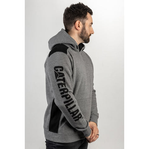 Caterpillar Logo Panel Hooded Sweatshirt  Dark Heather Grey