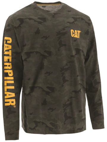 Caterpillar Trademark Banner Long Sleeve Tee  Night Camo