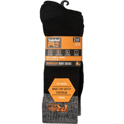 Timberland Pro Colour Block Full Cushion Boot Sock 2 Pack  Black