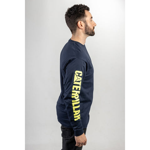 Caterpillar Trademark Banner Long Sleeve T-Shirt  Blue/Yellow