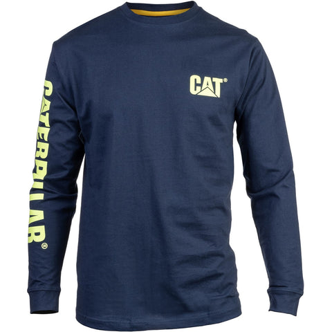 Caterpillar Trademark Banner Long Sleeve T-Shirt  Blue/Yellow